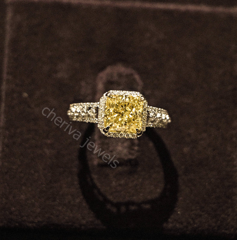 Art Deco Yellow Gemstone Engagement Ring