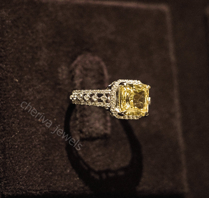 Art Deco Yellow Gemstone Engagement Ring