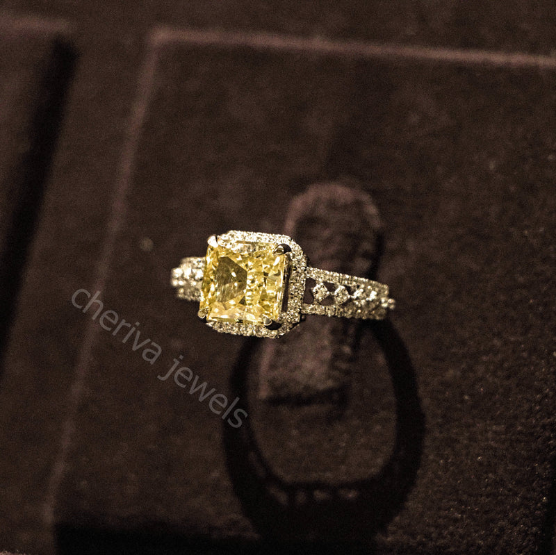Art Deco Yellow Gemstone Engagement Ring