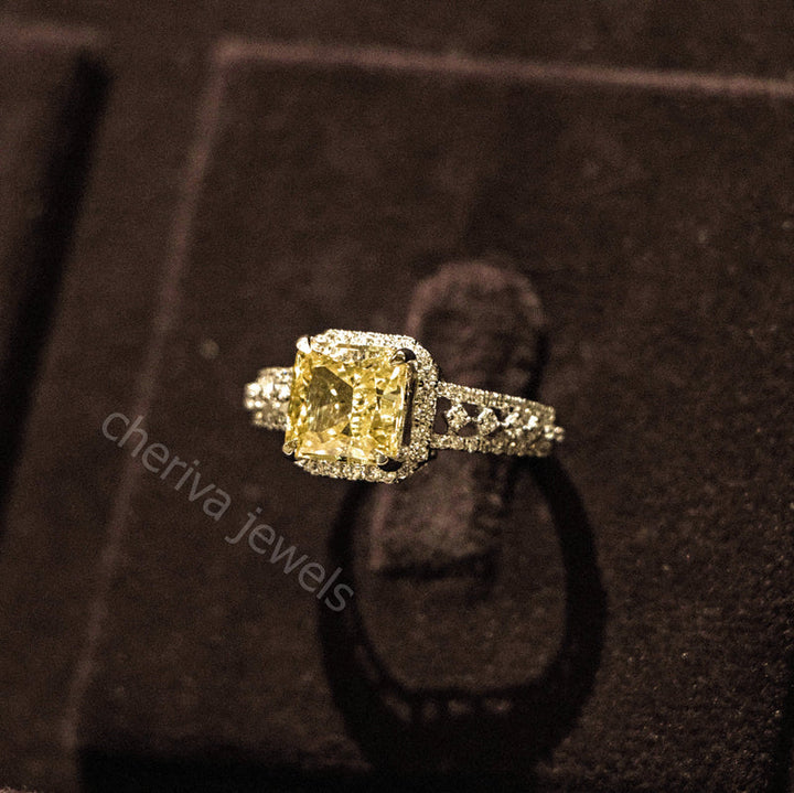 Art Deco Yellow Gemstone Engagement Ring