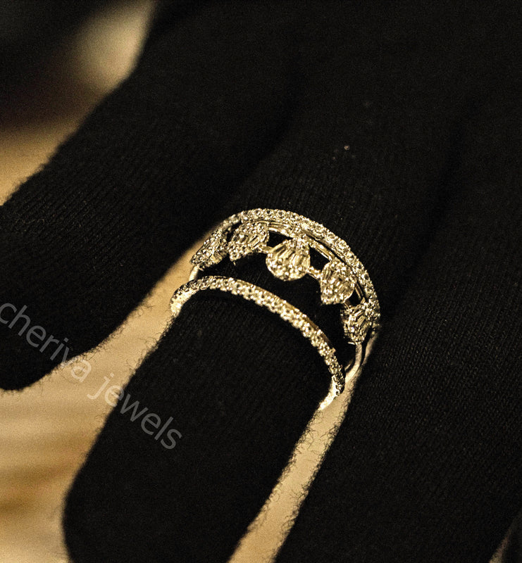 Vintage Style Baguette cut Lab Diamond Engagement Ring