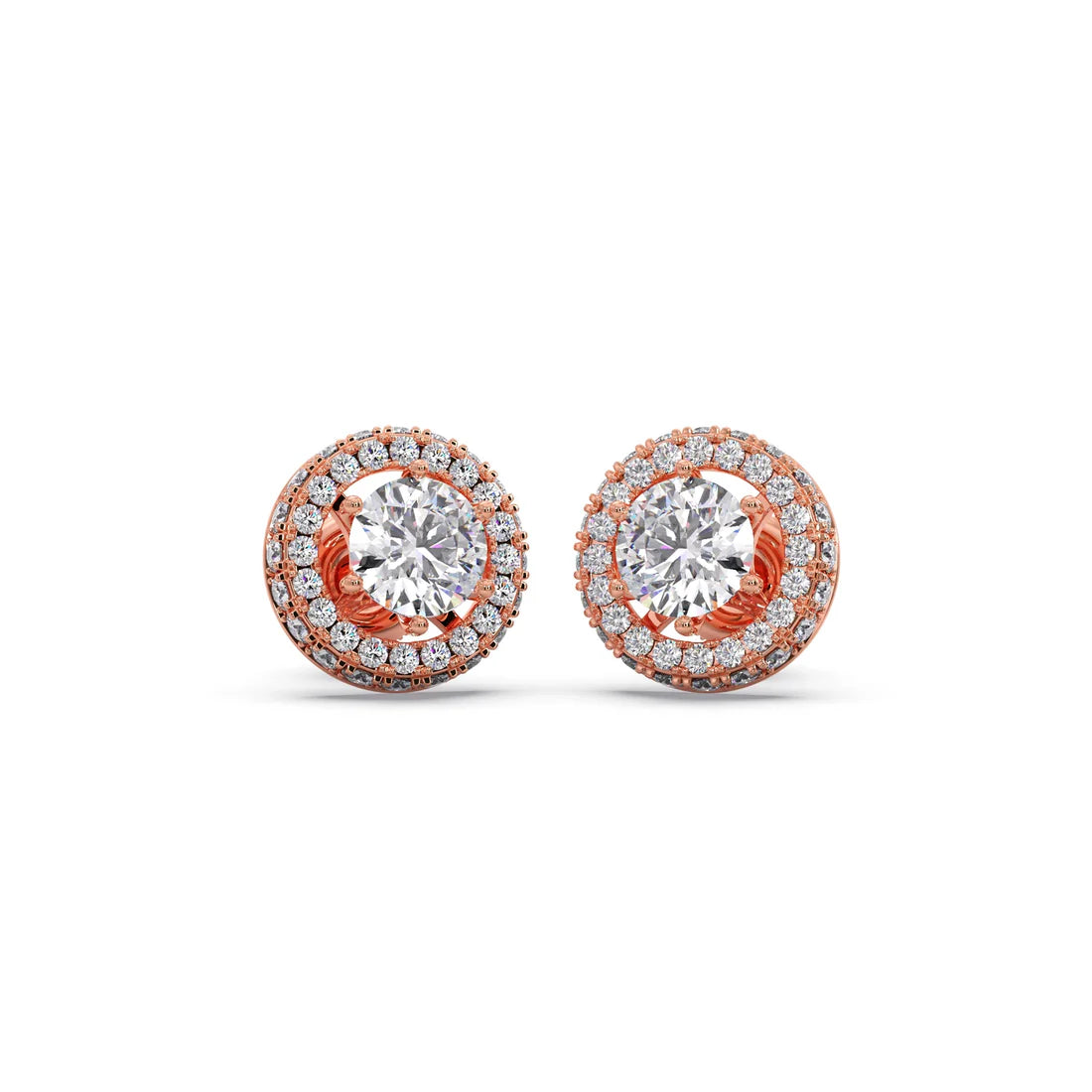 Round cut Solitaire Diamond Stud Earrings