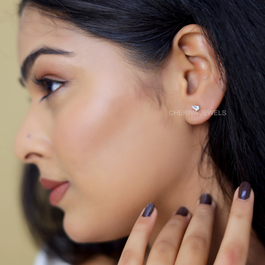Fancy Pear Cut Lab Diamond Stud Earrings