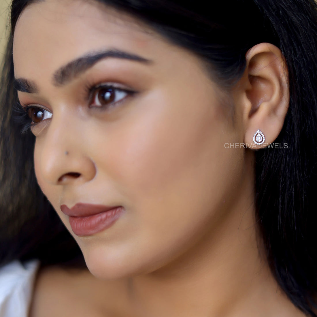 Round cut Lab Diamond Stud Earrings in White Gold