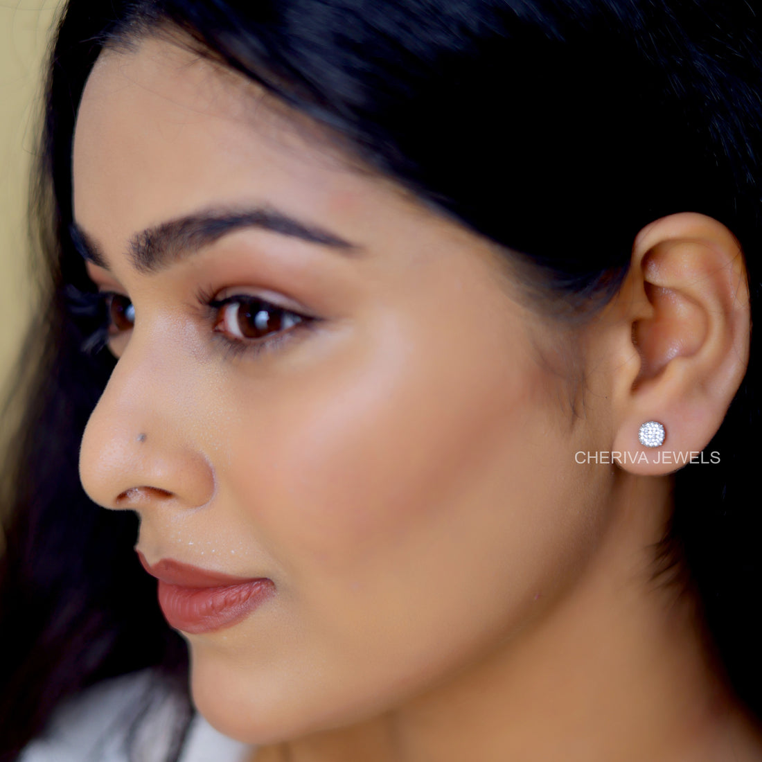 Handcrafted Pave setting Round Diamond Stud Earrings