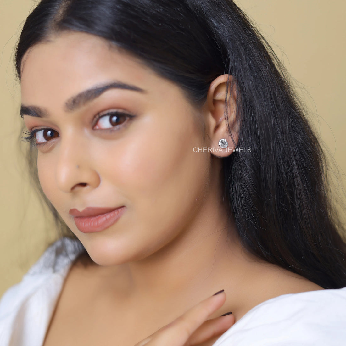 Lab Grown Baguette Diamond Halo Stud Earring