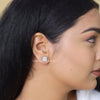 Cluster Round Cut Lab Diamond Square Stud Earring - Cheriva Jewels