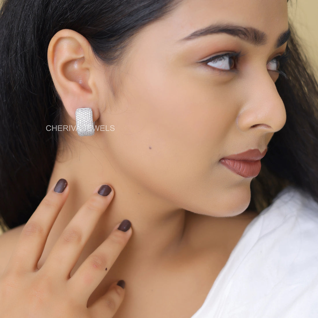 Round Cut Lab Diamond Pave Earrings