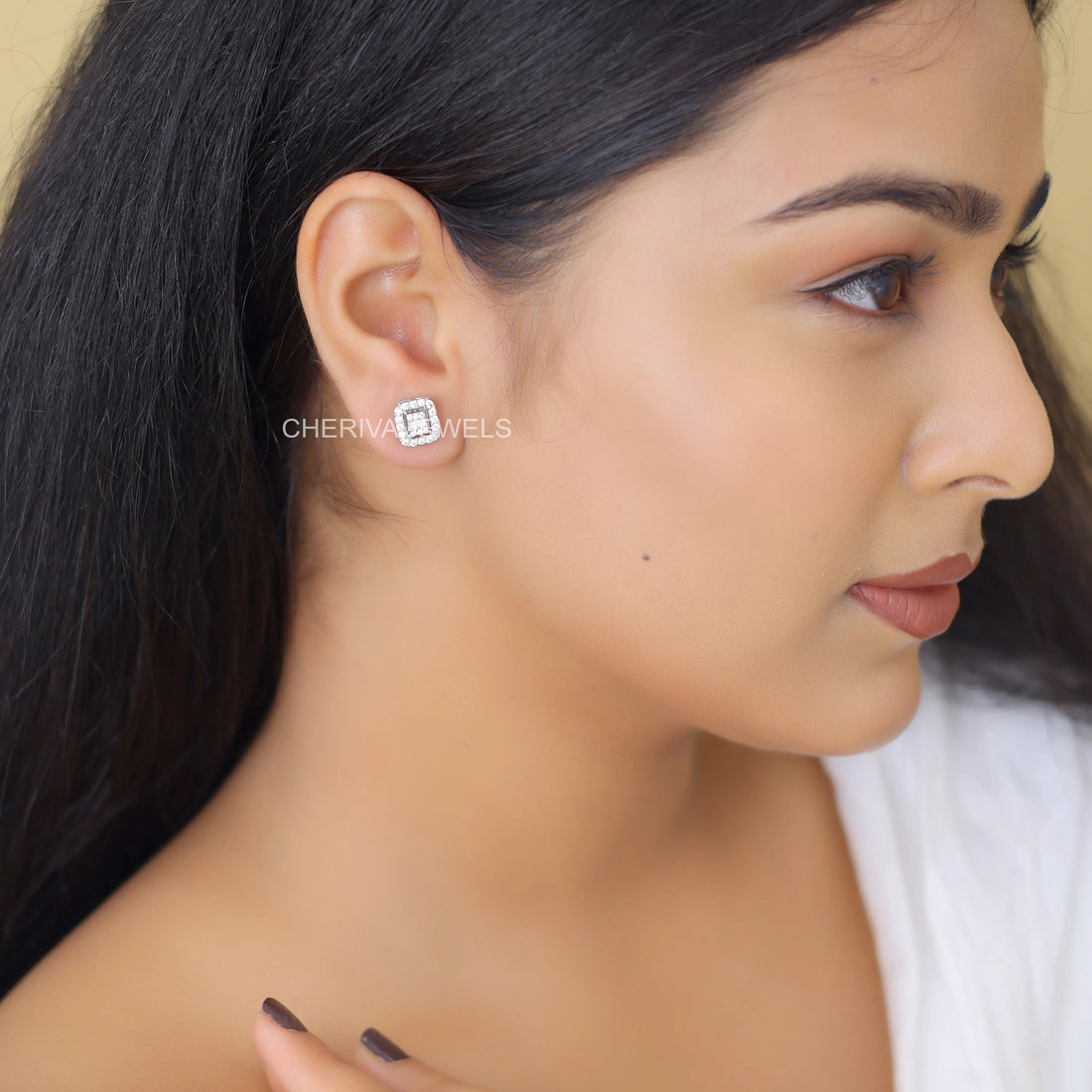 Round and Baguette Cut Lab Diamond Studs For Gift