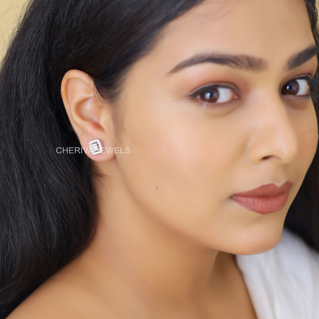 Round and Baguette Cut Lab Diamond Studs For Gift