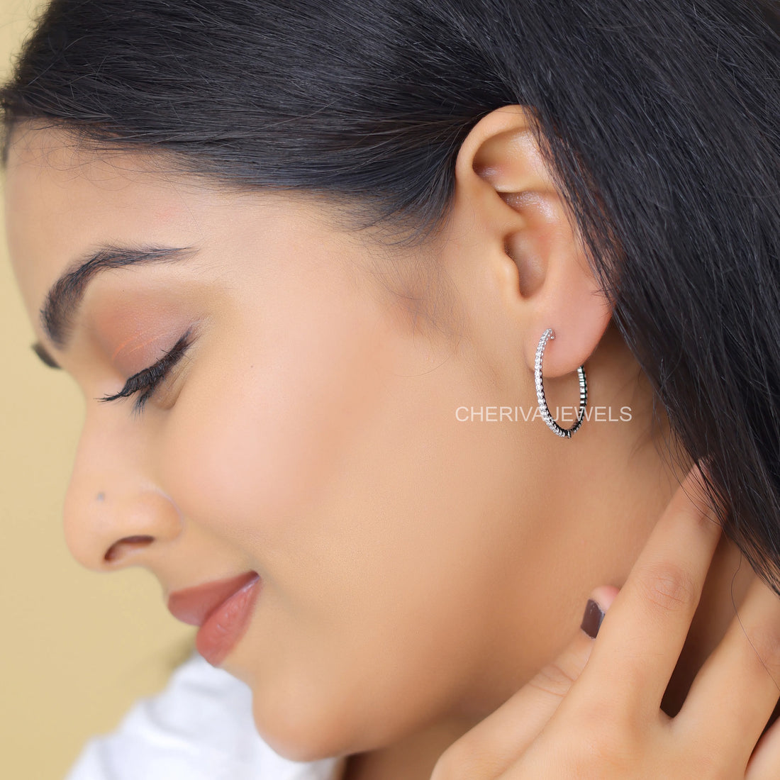 Round Cut Lab Diamond Hoop Earrings