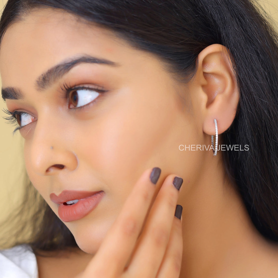 Round Cut Lab Diamond Hoop Earrings