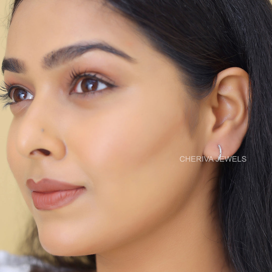 Round Cut Lab Diamonds Small Hoop Earrings