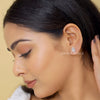 18K White Gold Round Cut Diamonds Halo Stud Earring - Cheriva Jewels
