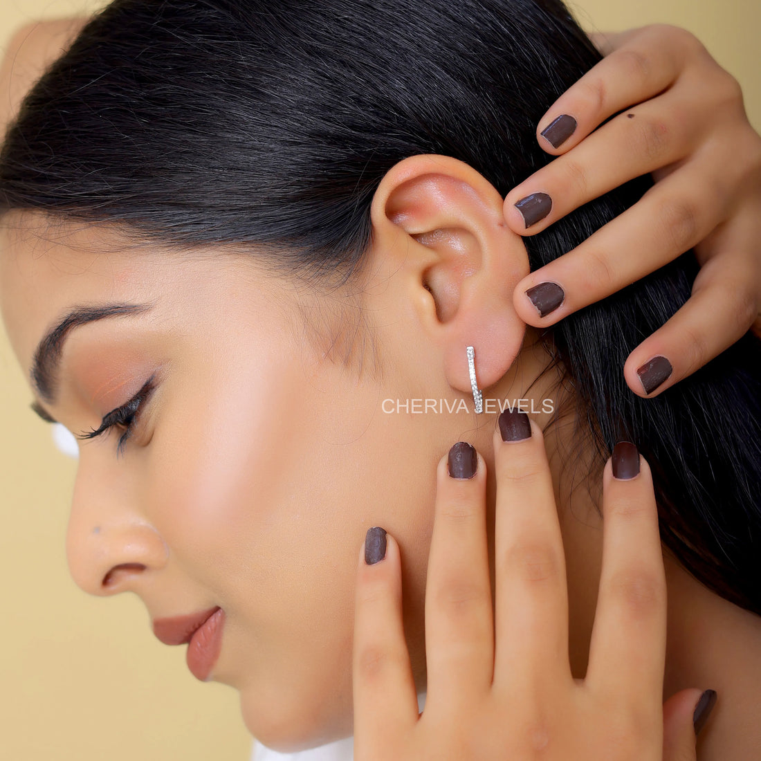 Round Cut Lab Daimond V Shape Earrings