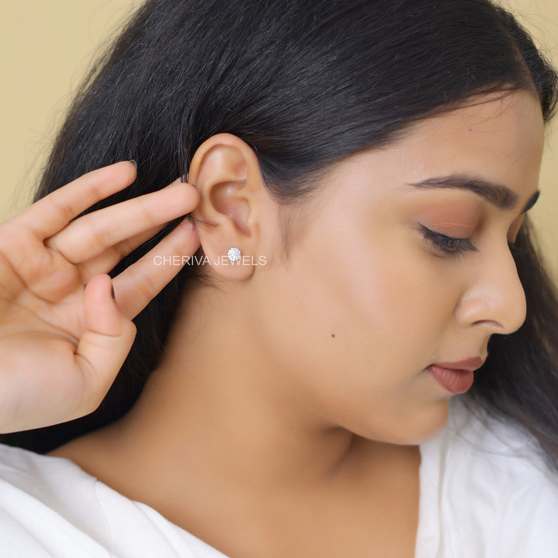 Lab Grown Diamond Halo Stud Earrings For Women