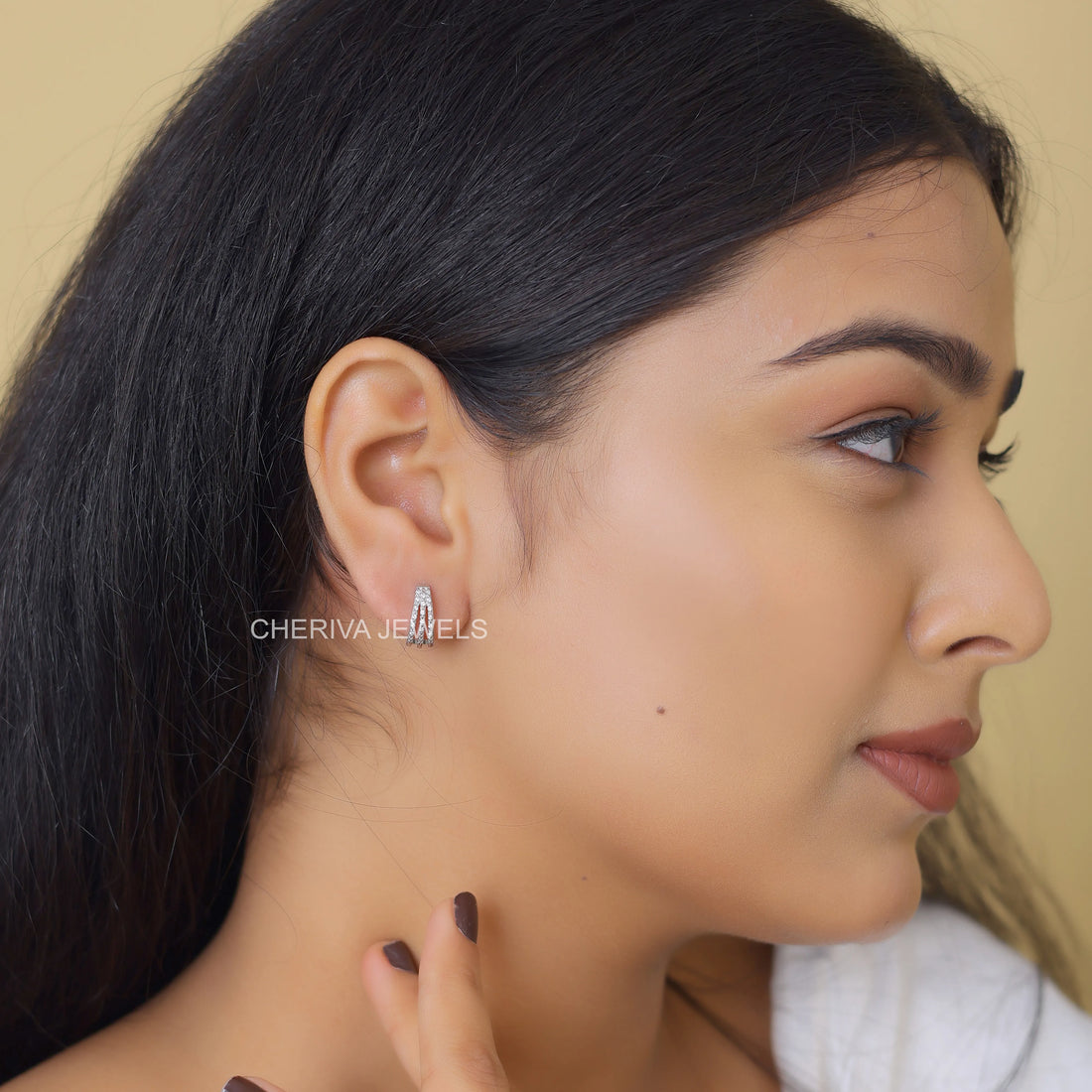 Round Cut Lab Diamond Hoop Earrings For Women