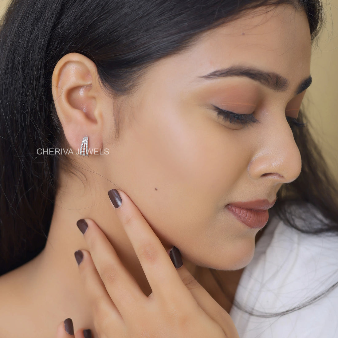Round Cut Lab Diamond Hoop Earrings For Women