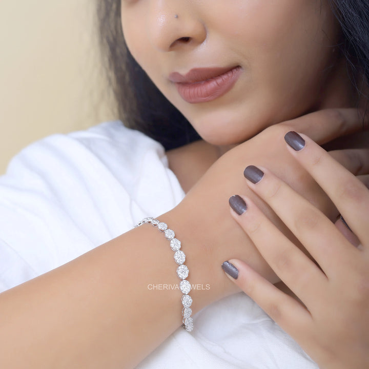 Heart Shaped Lab Diamond Bracelet For Her