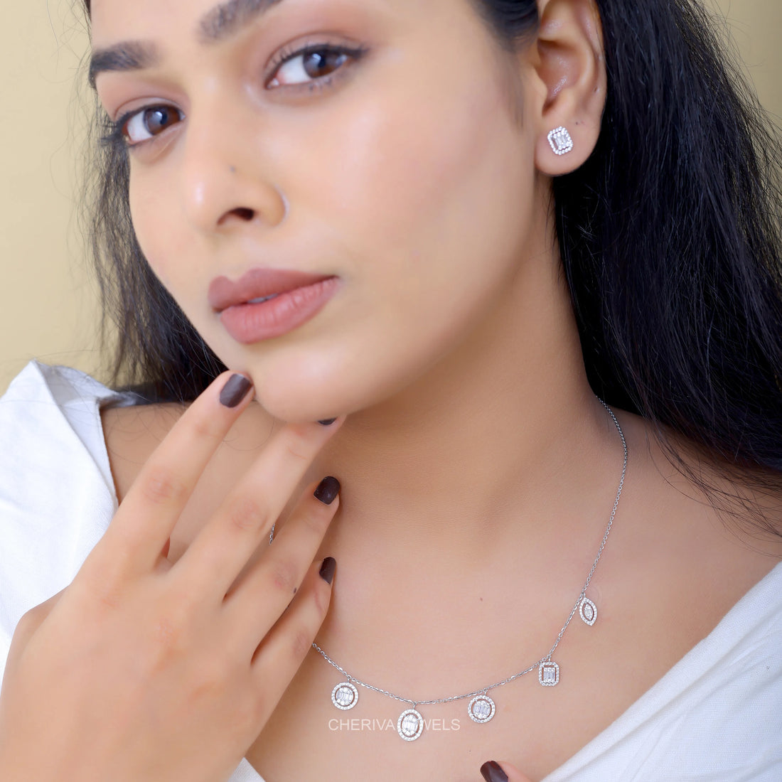Baguette Cut Diamond Art Deco Necklace