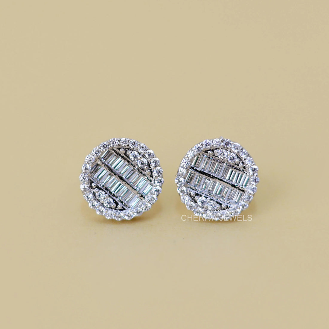 Lab Grown Baguette Diamond Halo Stud Earring