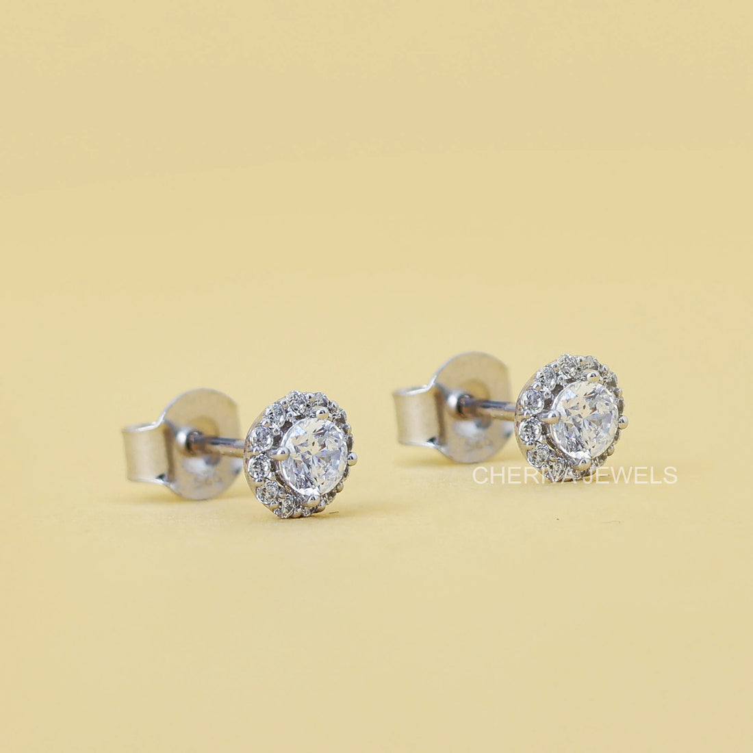 Lab Grown Diamond Halo Stud Earrings For Women