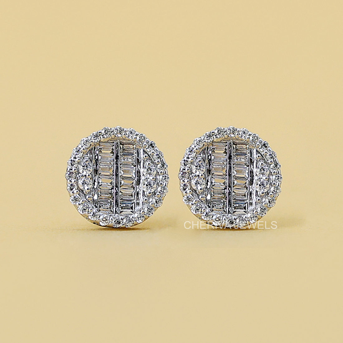 Round and Baguette Lab Diamond Studs