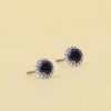 Round Cut Black Diamond Halo Stud Earring - Cheriva Jewels