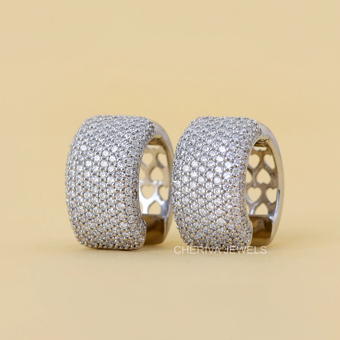 Round Cut Lab Diamond Pave Earrings