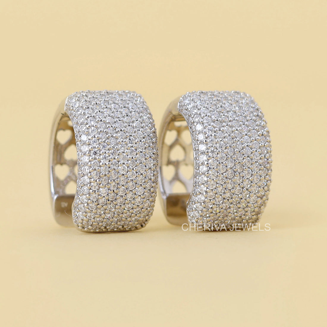 Round Cut Lab Diamond Pave Earrings