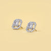 Baguette and Round Diamond Halo Stud Earrings - Cheriva Jewels