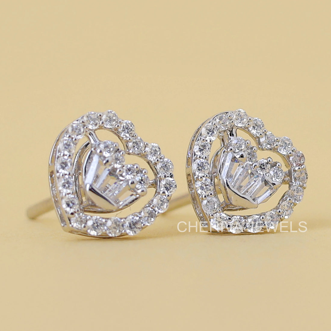 Round and Baguette Cut Lab Diamond Stud For Her