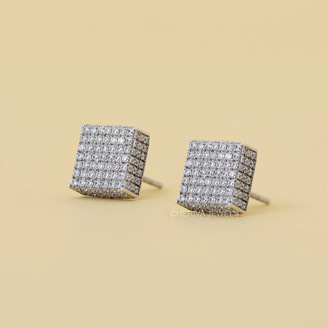 Cluster Round Cut Lab Diamond Square Stud Earring