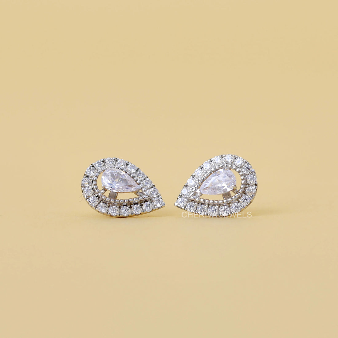 Pear Cut Lab Diamond Halo Stud Earring