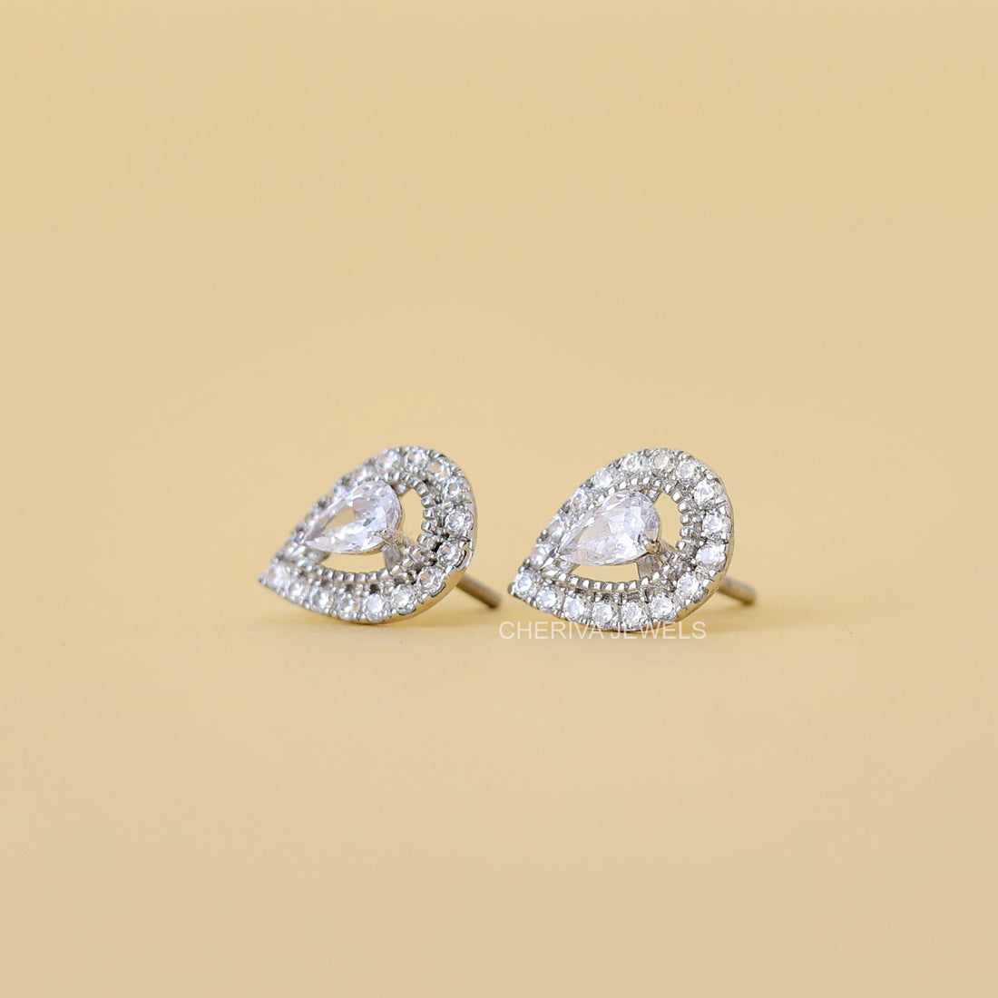 Pear Cut Lab Diamond Halo Stud Earring