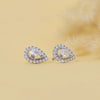 Pear Cut Lab Diamond Halo Stud Earring - Cheriva Jewels