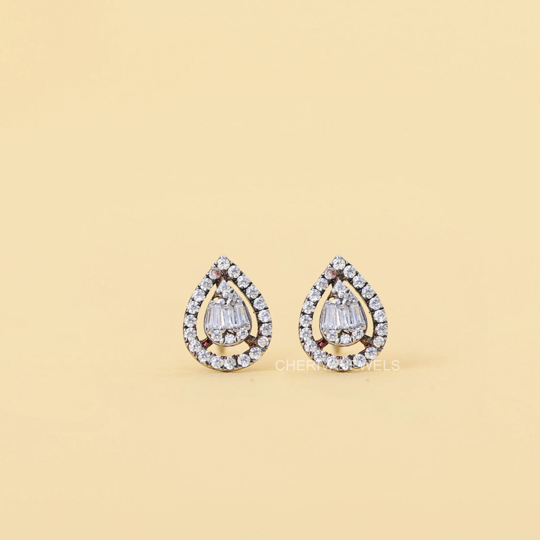 Pear Shaped Halo Diamond Stud Earrings