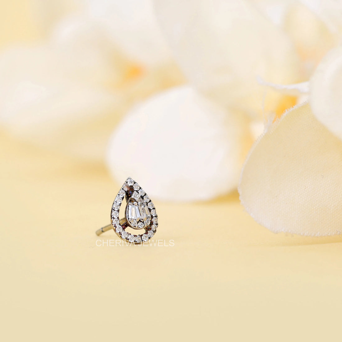 Pear Shaped Halo Diamond Stud Earrings