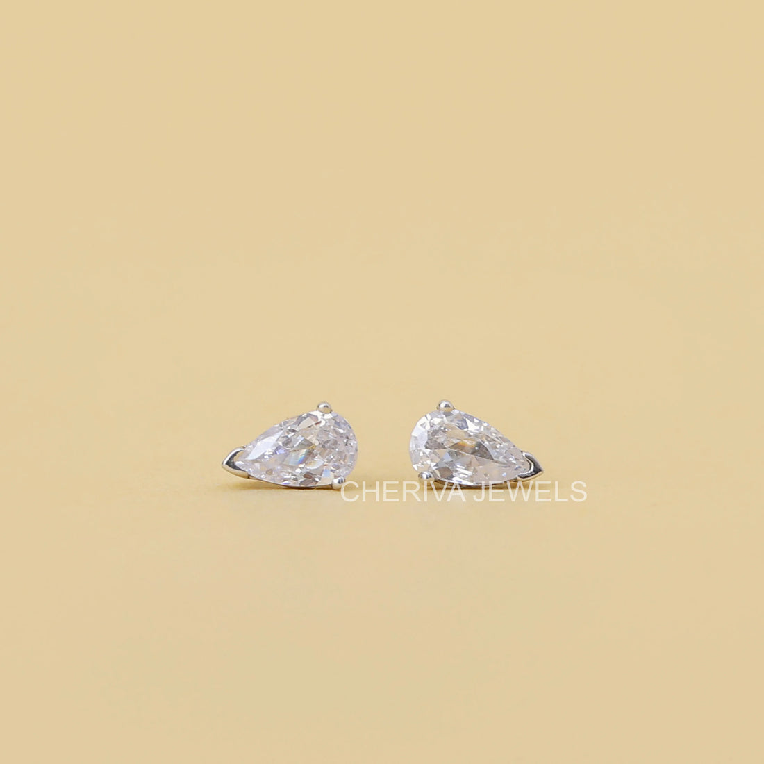 Fancy Pear Cut Lab Diamond Stud Earrings