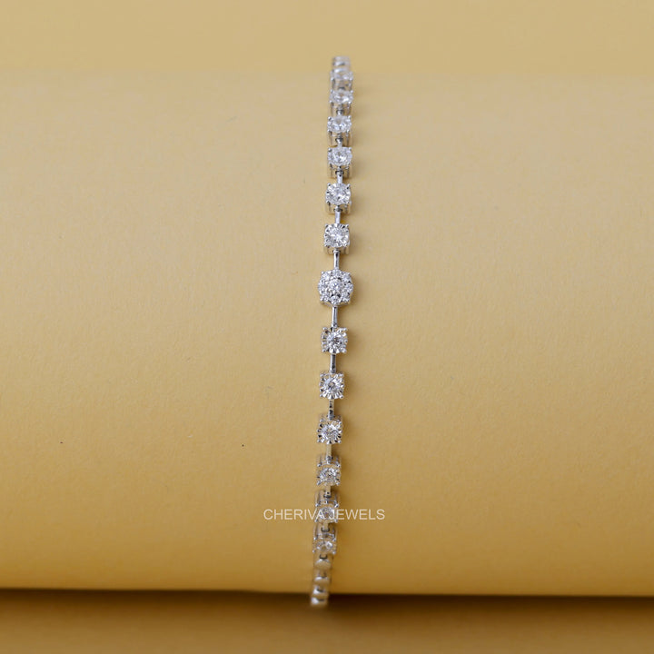 Lab Diamond Round Bracelet For Women