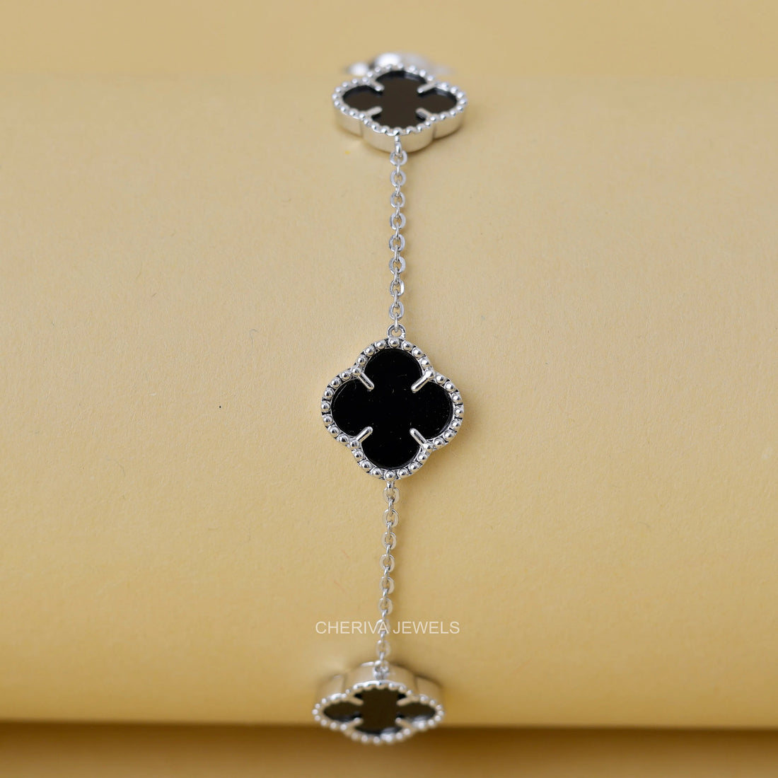 14K White Gold Flower Bracelet For Women