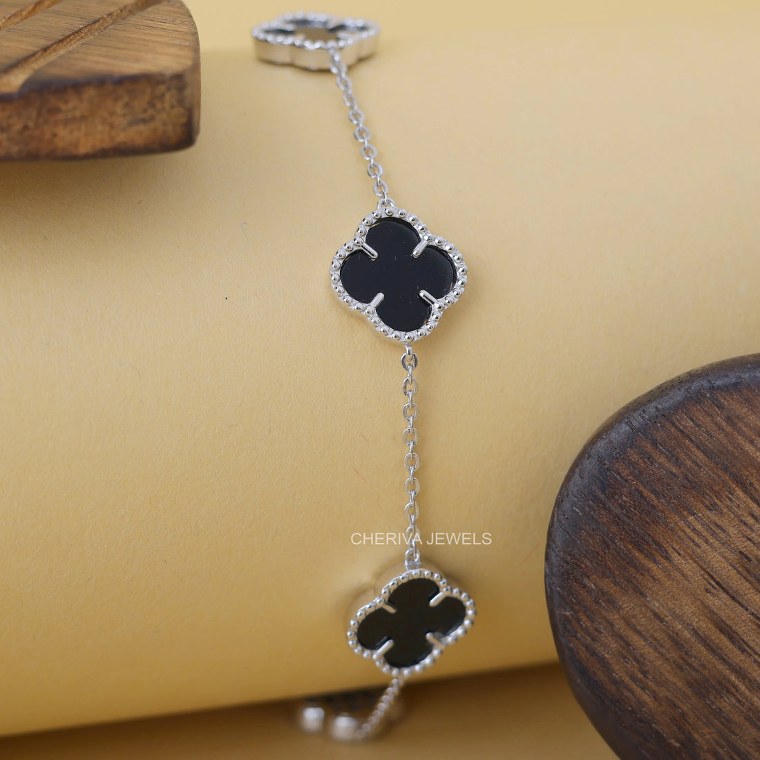 14K White Gold Flower Bracelet For Women