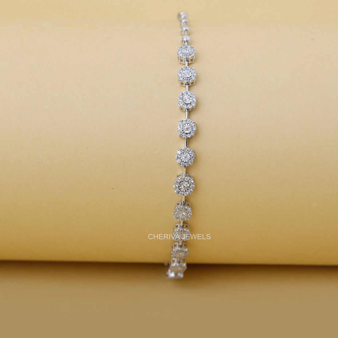 Halo Diamond Bracelet in 14K White Gold