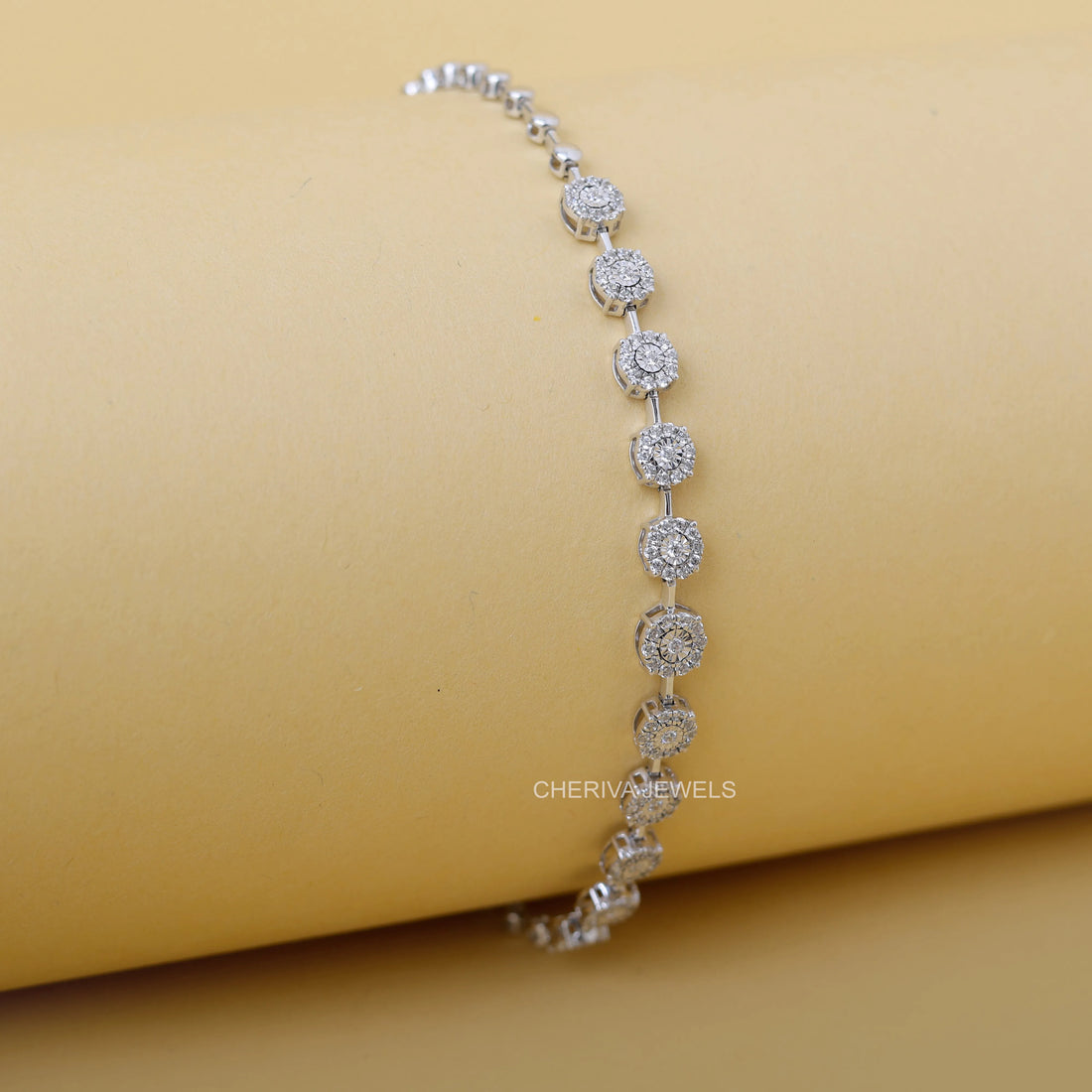 Halo Diamond Bracelet in 14K White Gold
