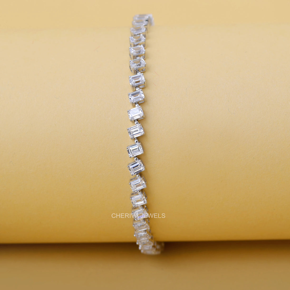 7.2 Carat Emerald Cut Lab Diamond Bracelet