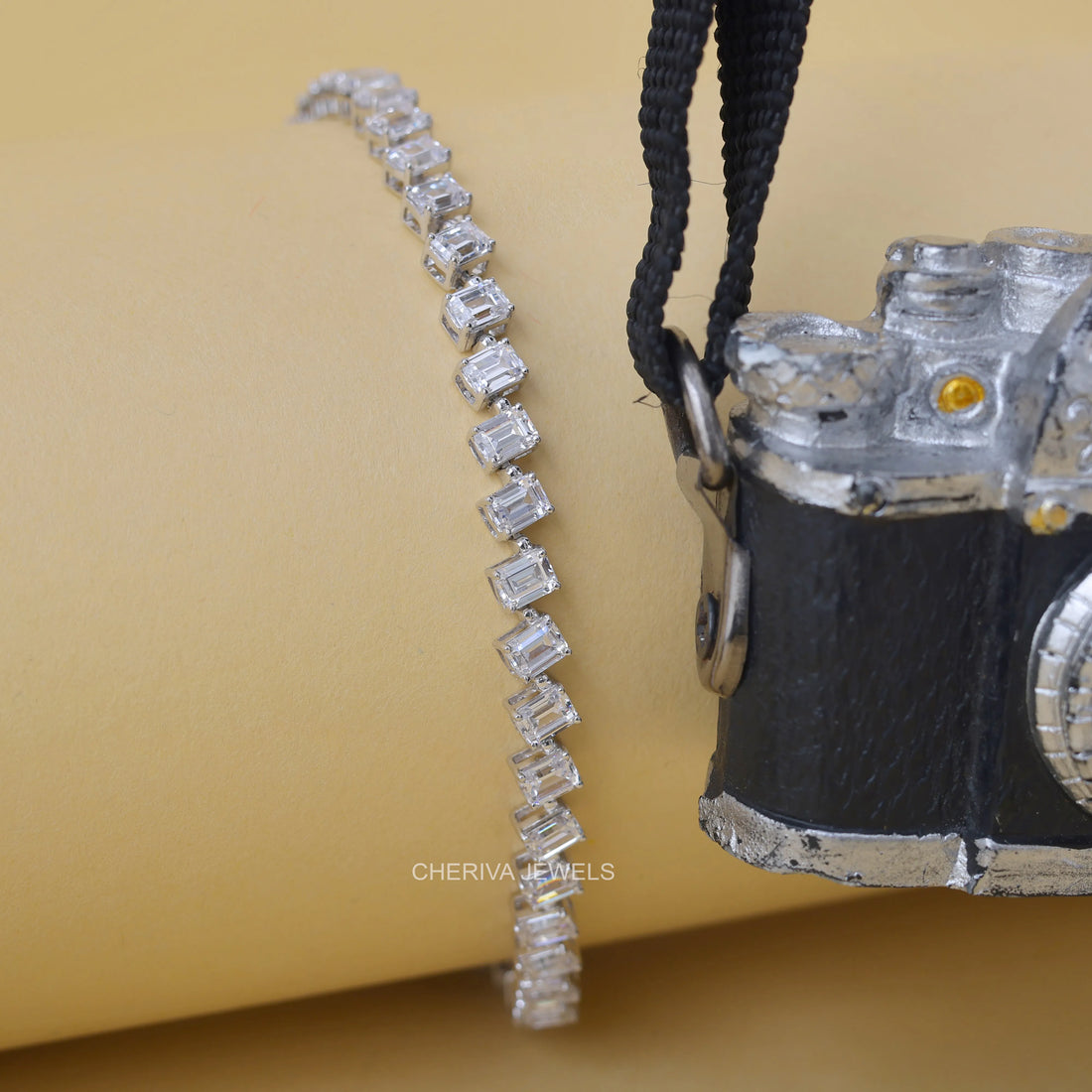 7.2 Carat Emerald Cut Lab Diamond Bracelet
