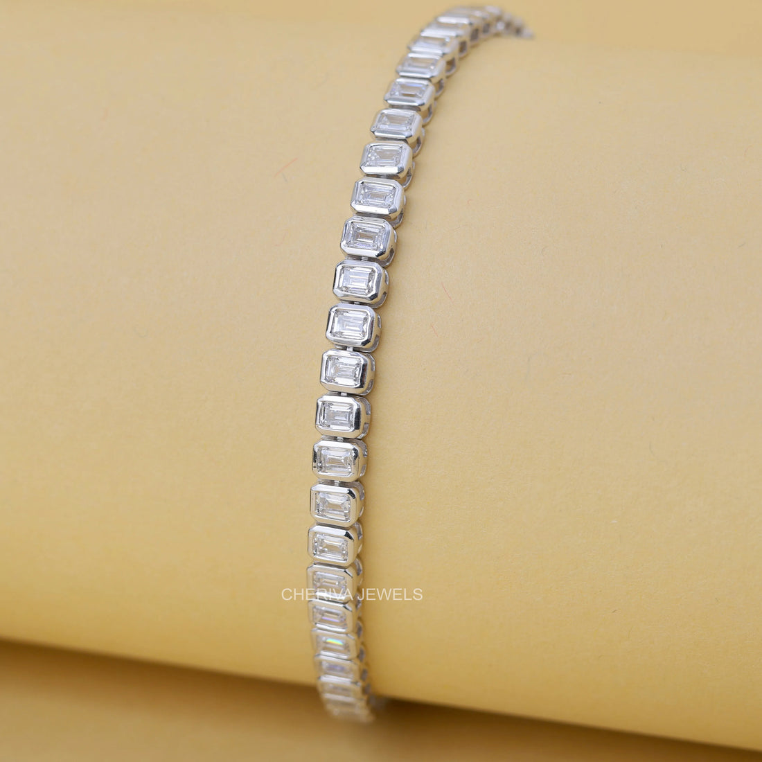 6.6 Carat Emerald Cut Lab Diamond Tennis Bracelet