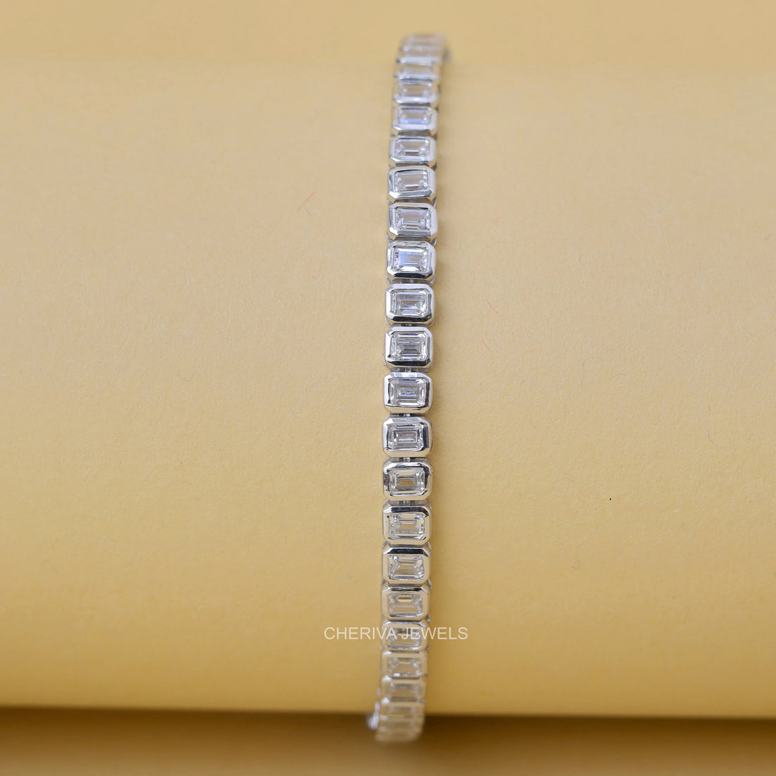 6.6 Carat Emerald Cut Lab Diamond Tennis Bracelet