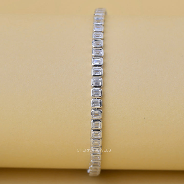 6.6 Carat Emerald Cut Lab Diamond Tennis Bracelet