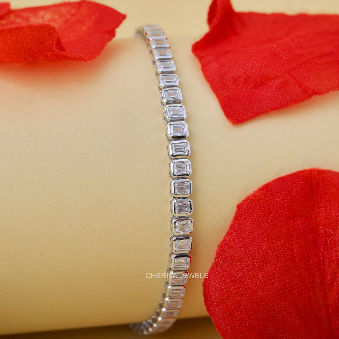 6.6 Carat Emerald Cut Lab Diamond Tennis Bracelet